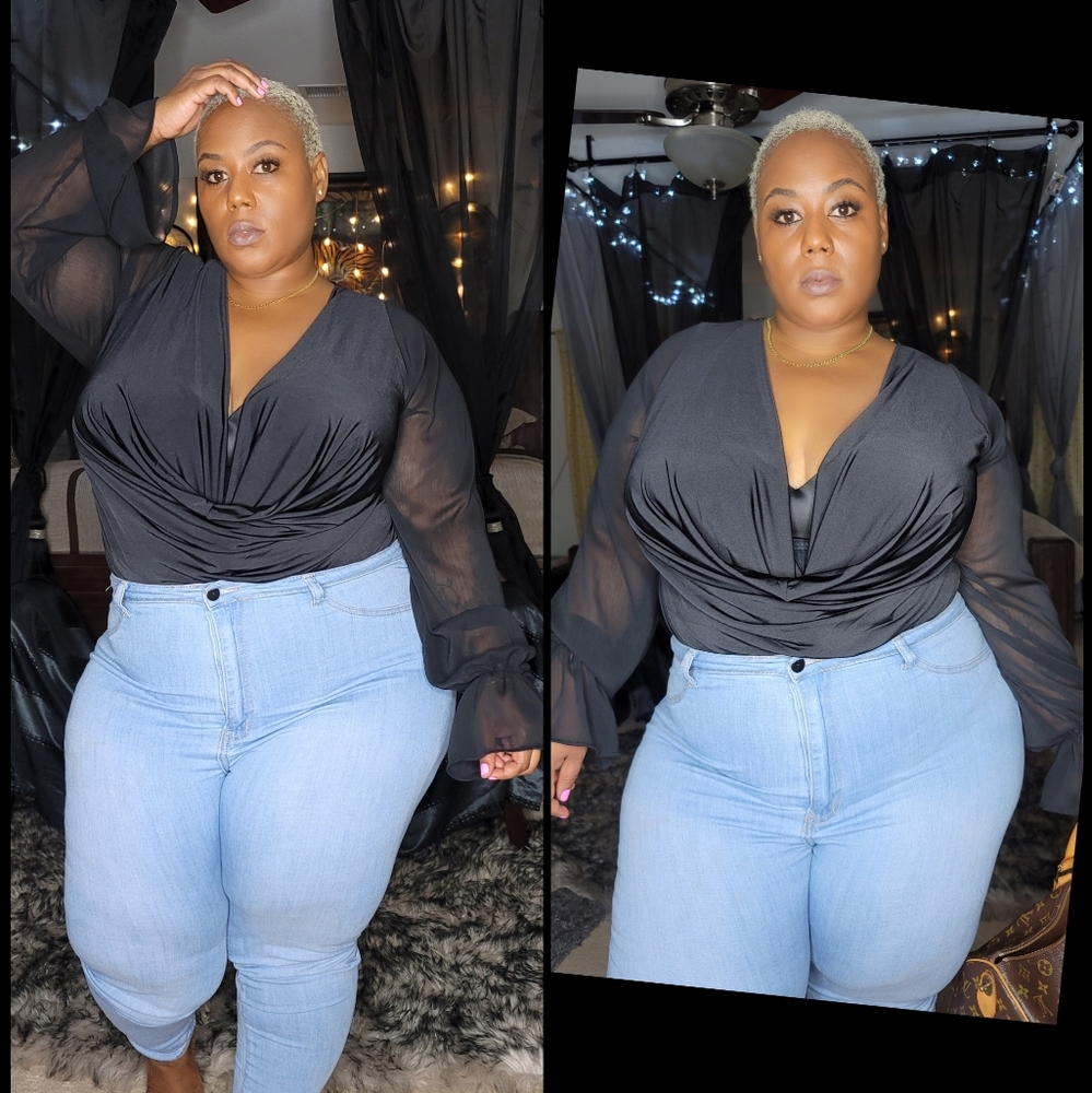 Draped Bodysuit - Black